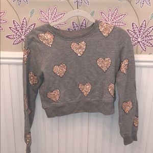 Cropped grey sweatshirt w/ sequin detailing